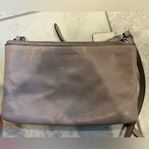 Coach Womens Taupe Leather Adjustable Crossbody Bag